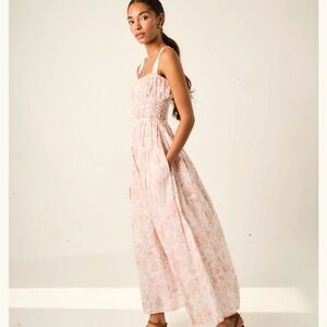 Elegant Pink Floral Maxi Dress